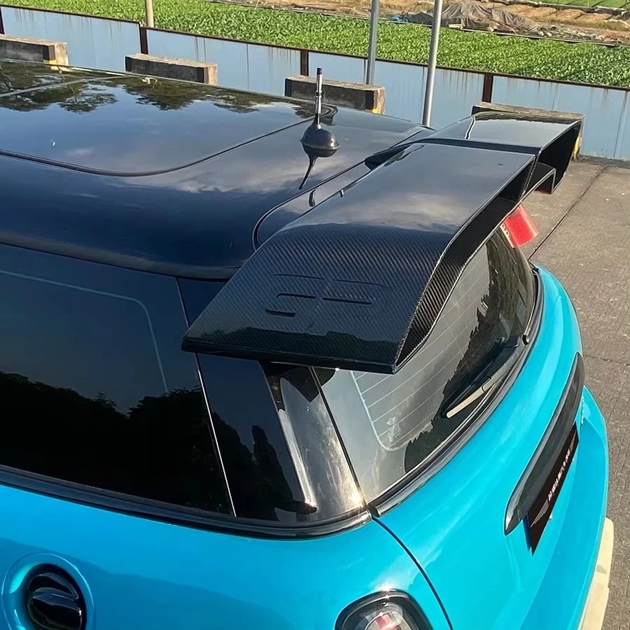 GP3 Style Wet Carbon Fiber Polished Finish Rear Spoiler for MINI  S JCW R56 2007-2012 Double Deck Roof Wing